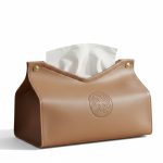 tissue box leather with logo 02