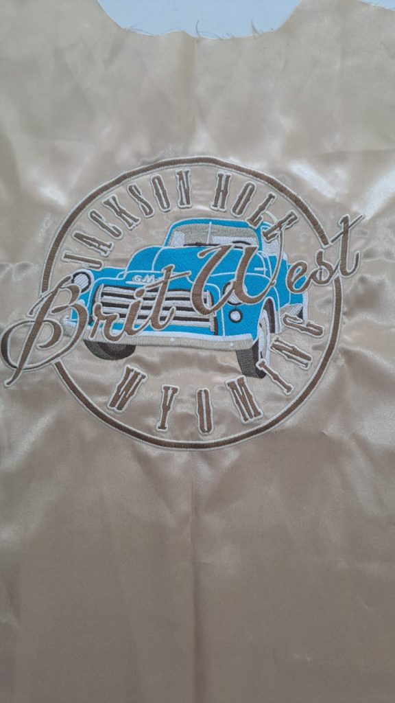 Embroidered logo to leather