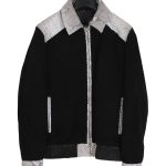 Men Python Leather Jacket PJM105 black grey 01