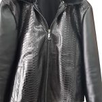 Men Python Leather Jacket PJM106 black 01