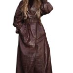 Women Croco Leather Jacket CWJ101 Brown 01