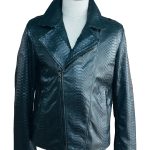Women Python Leather Jacket PW101 Black 01