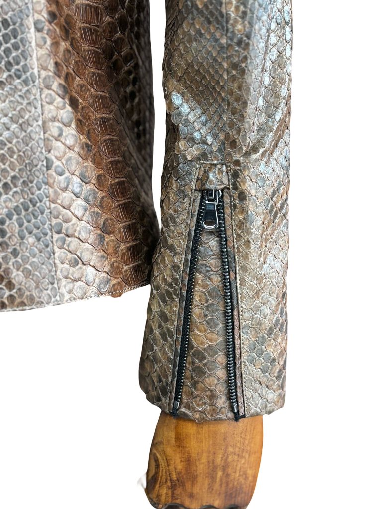 Women Python Leather Jacket PW106 brown 02