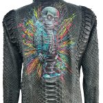 Women Python Leather Jacket PW109 black skeleton design 01