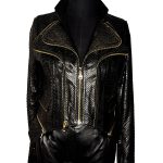 Women Python Leather Jacket PW110 black 01