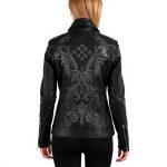 custom print women leather jacket