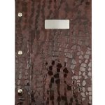 leather menu cover croco patterned with logo