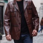 men leather jacket 107a