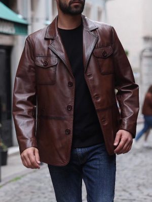 men leather jacket 107a