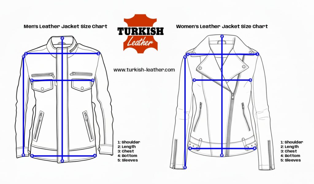 size chart men women leather jacket
