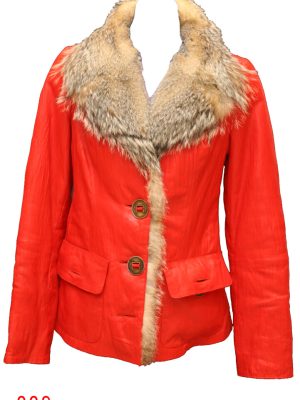 women leather jacket with fur collar 009